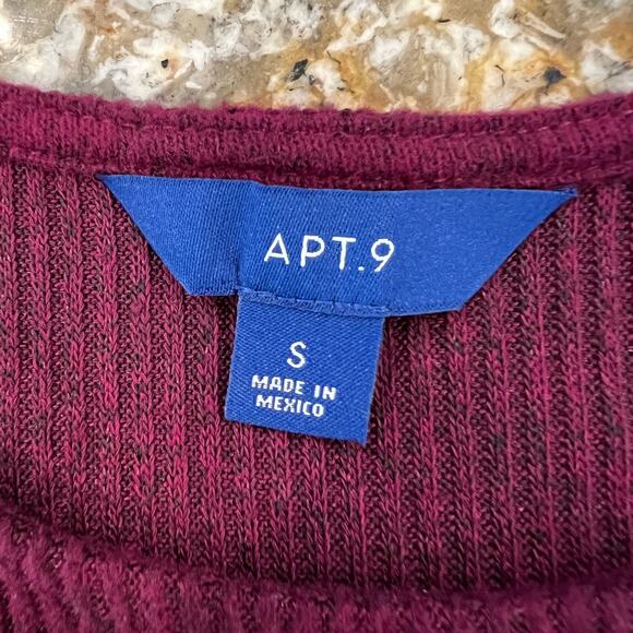 NWT Apt. 9 Burgundy/Maroon Ribbed Asymmetrical Long Sleeve Top - SIZE SMALL - Picture 8 of 9